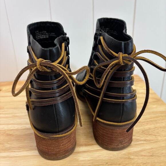 Korks Womens Hipster Boho Cottage Leather Lace Booties Size 8.5 Trad Wife Comfy - Picture 5 of 8